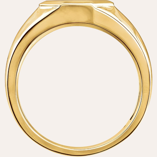 14K Yellow Octagon Signet Ring