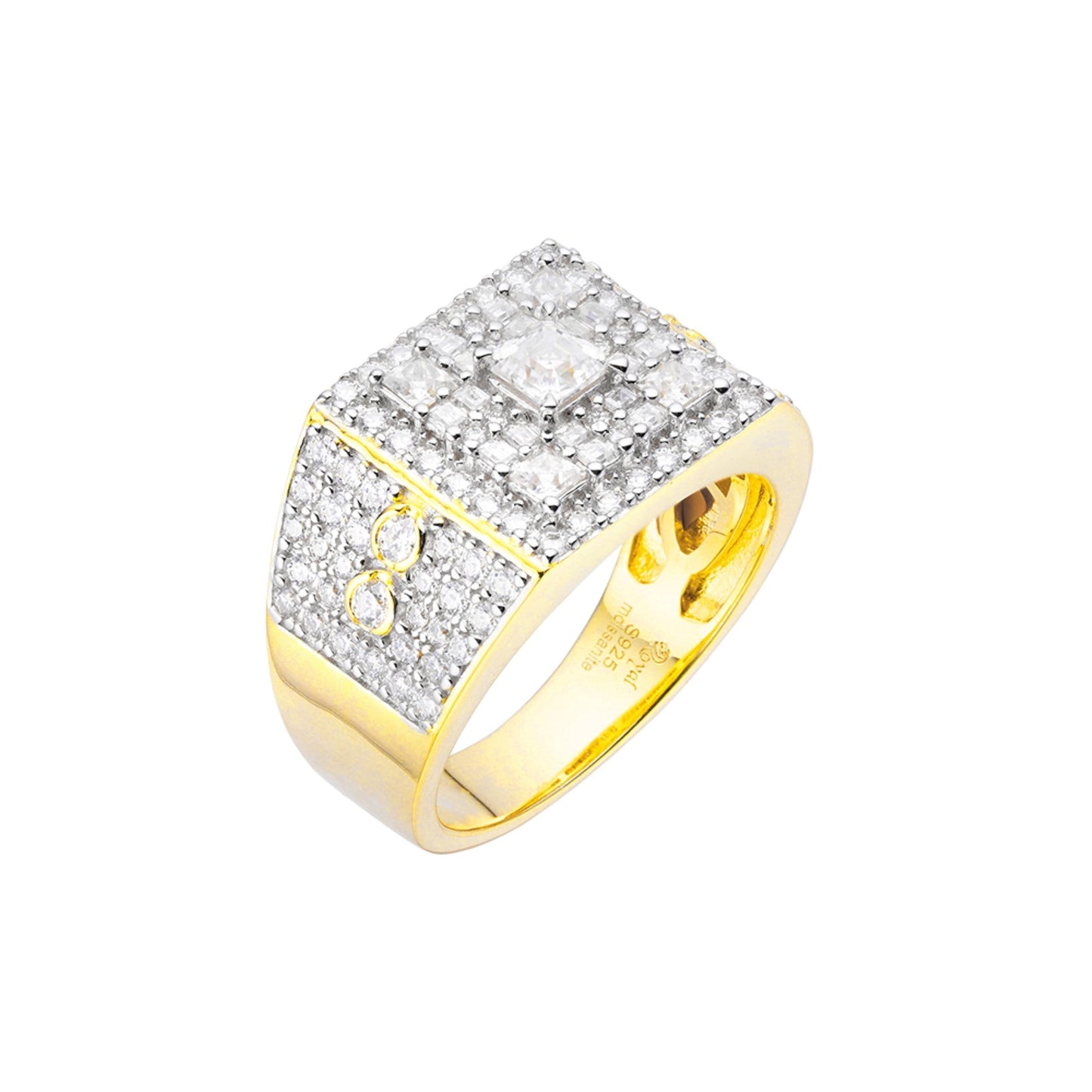 Sterling Silver Round Baguette Moissanite Square Shape Designer Sz 9 Mens Ring RP+PP 2-3/8 Cttw