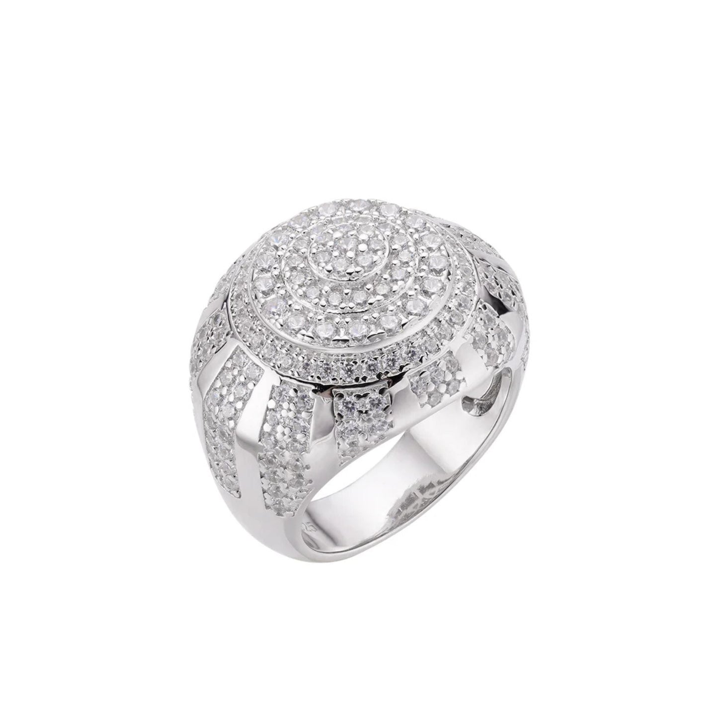 Sterling Silver Round Moissanite SZ 10 Designer Mens Ring RP 2-1/2 Cttw
