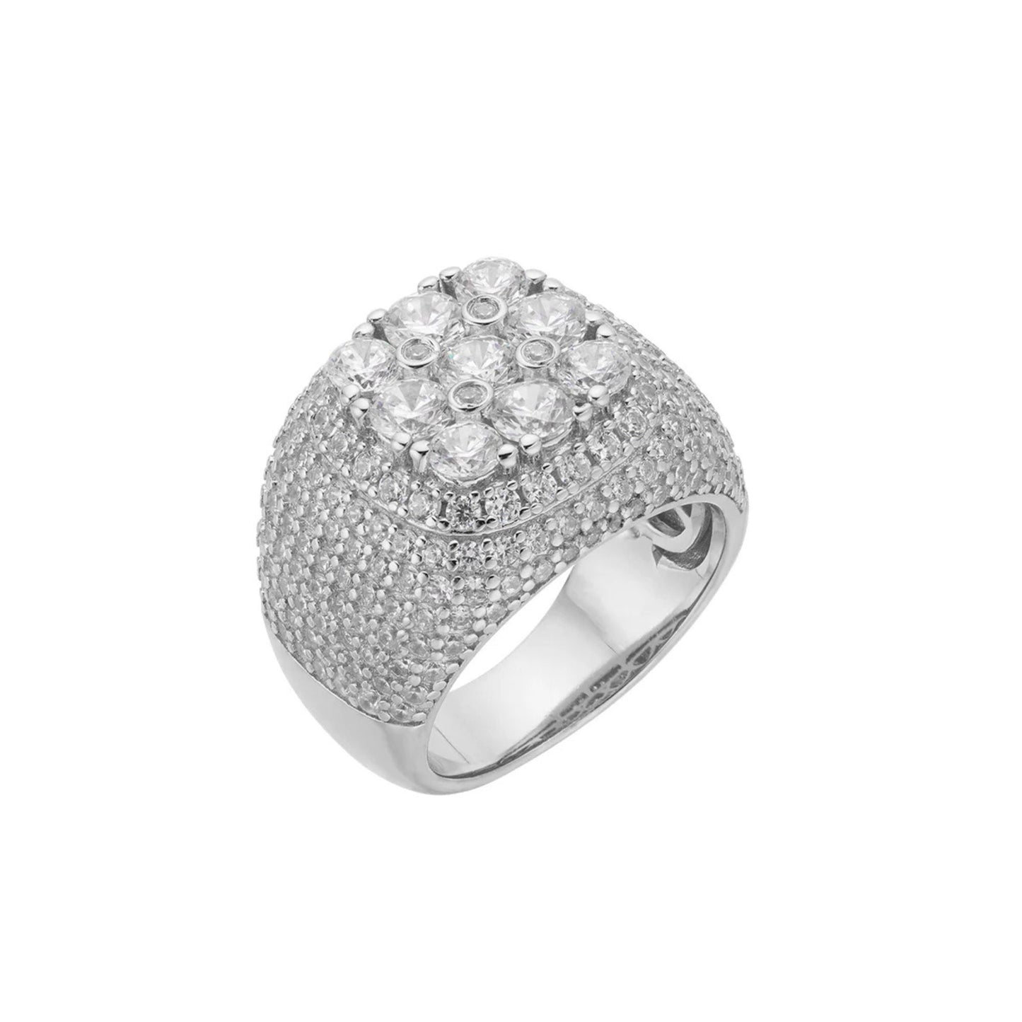 Sterling Silver Round Moissanite SZ 10 Designer Mens Ring RP 5-1/6 Cttw