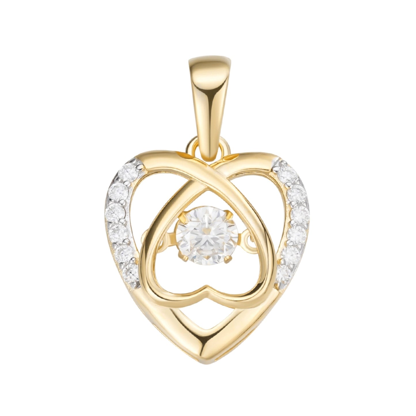 Sterling Silver Round Moissanite Infinity Heart Designer Pendant RP+GP 3/8 Cttw