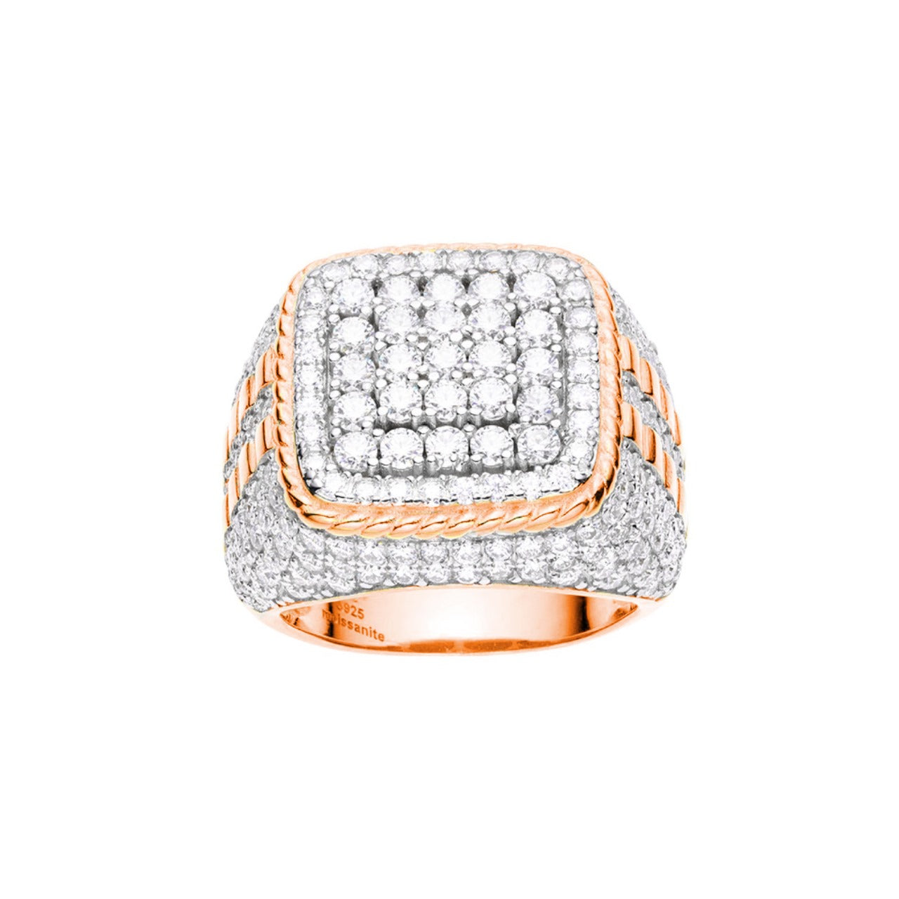 Sterling Silver Moissanite Carat Mens Ring Size 10 (RP)+PP 4-1/4 Cttw
