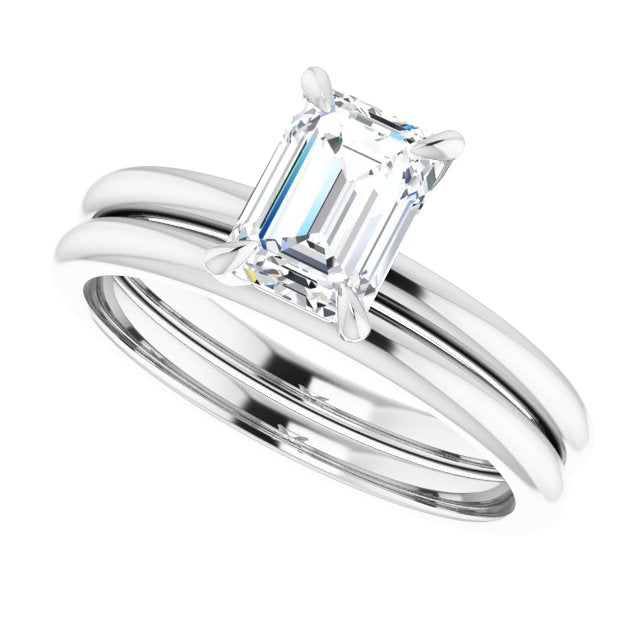 14K Gold 1 CTW Emerald Solitaire Engagement Ring Mounting