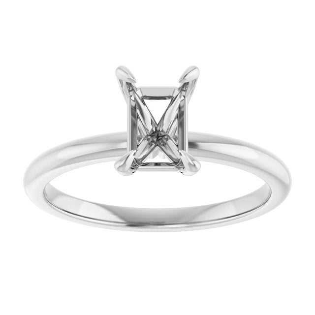 14K Gold 1 CTW Emerald Solitaire Engagement Ring Mounting
