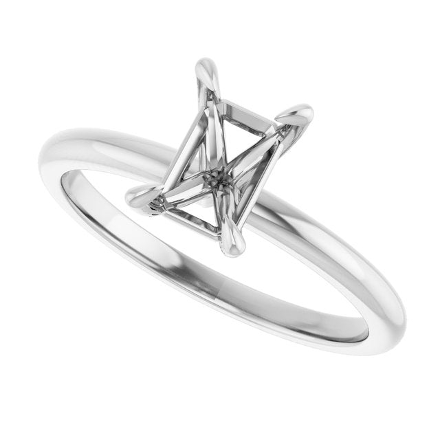 14K Gold 1 CTW Emerald Solitaire Engagement Ring Mounting
