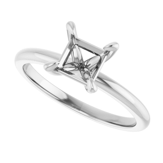 14K Gold 1 CTW Square Solitaire Engagement Ring Mounting - Solita