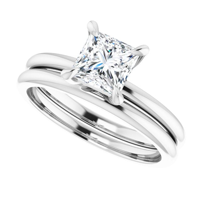 14K Gold 1 CTW Square Solitaire Engagement Ring Mounting - Solita