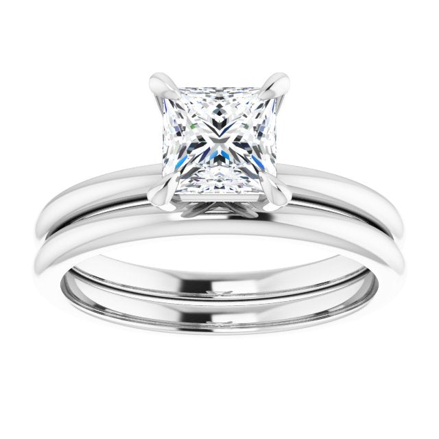 14K Gold 1 CTW Square Solitaire Engagement Ring Mounting - Solita