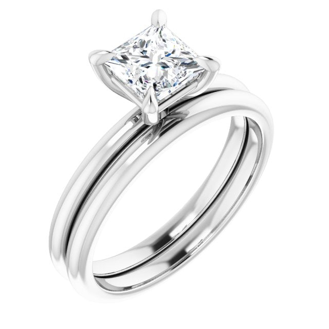 14K Gold 1 CTW Square Solitaire Engagement Ring Mounting - Solita