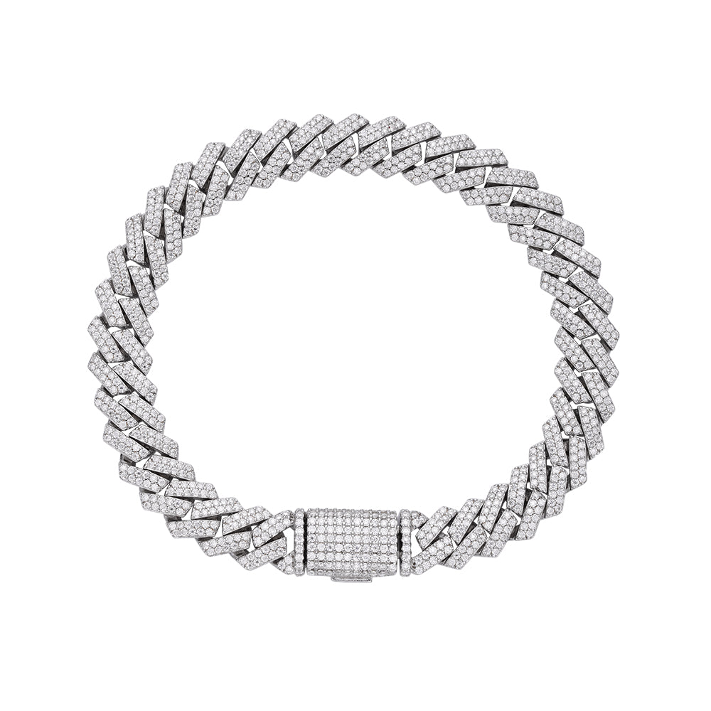 Sterling Silver Round Moissanite 8.5 Inch Snake Cuban Bracelet RP 6-1/6 Cttw