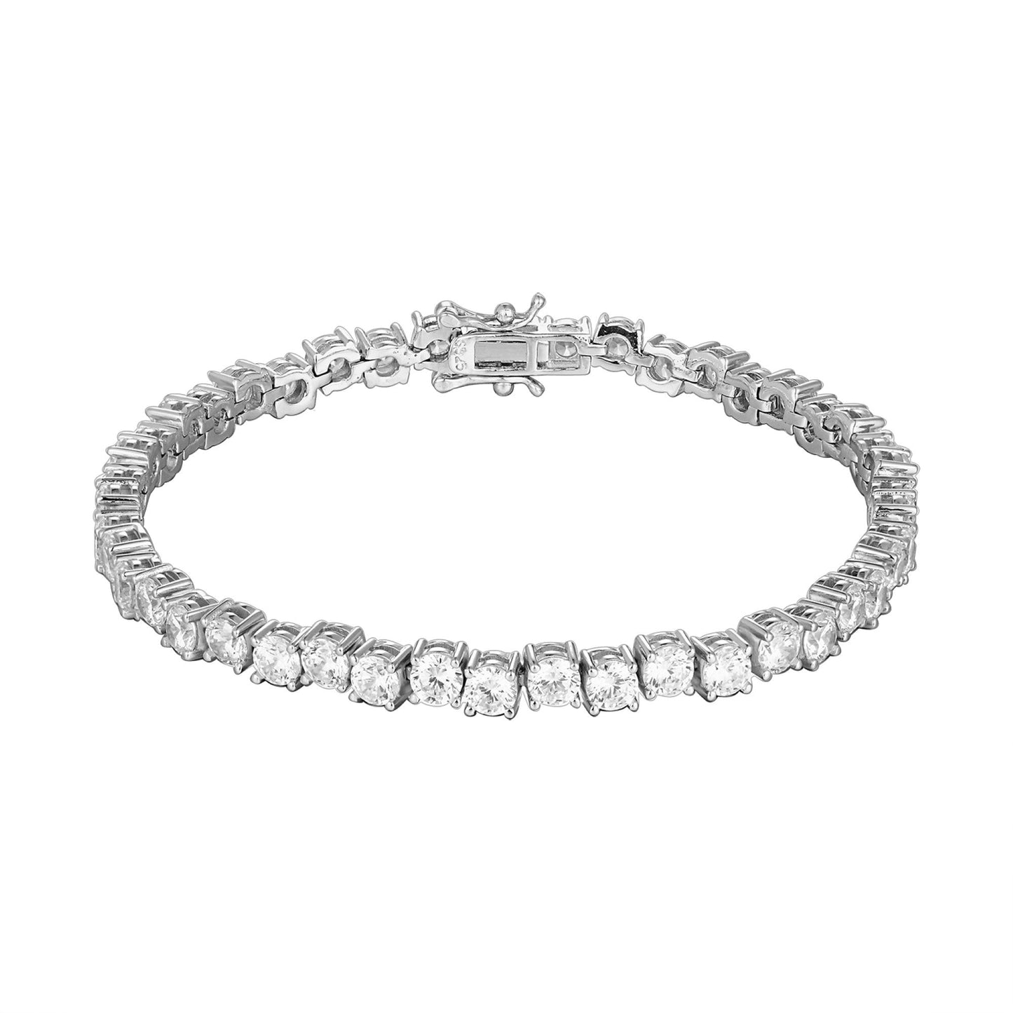 Sterling Silver CZ 4 Prong Tennis 7.5 Inch Womens Bracelet RP