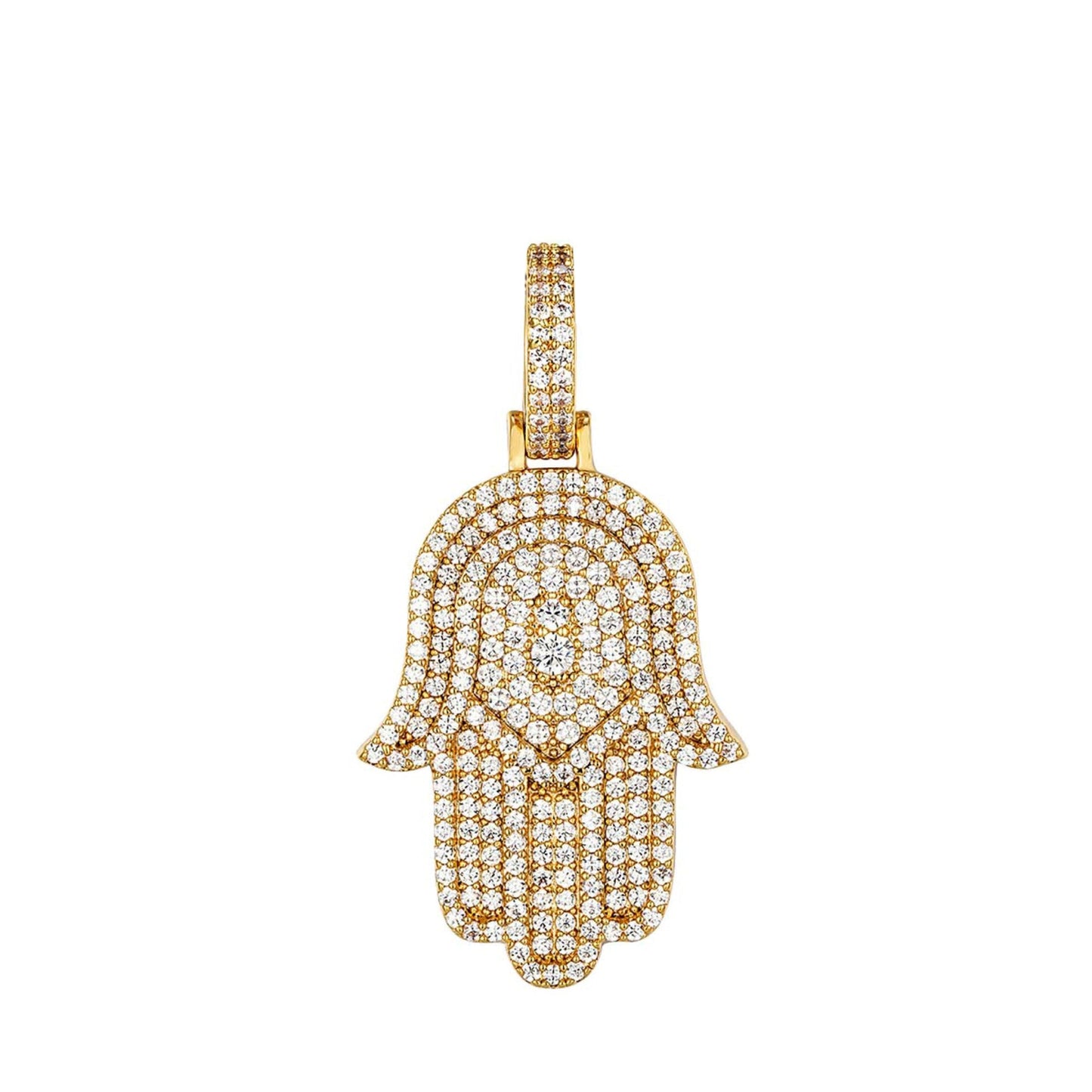 Sterling Silver CZ Hamza Hand Religious Pendant GP