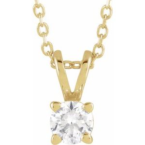 14K Yellow  1/4 CT Lab-Grown Diamond Solitaire 16-18" Necklace