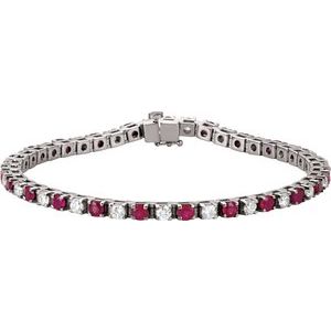 Platinum Natural Ruby & 2 1/3 CTW Natural Diamond Line 7" Bracelet