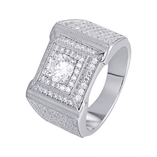 Sterling Silver Square Designer SZ 7 Mens Rings RP