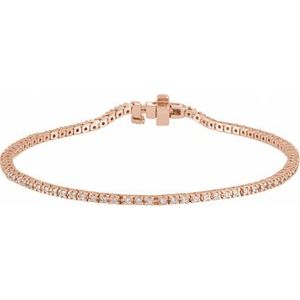 14K Rose 7/8 CTW Natural Diamond Line 7 1/4" Bracelet