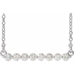 14K White 1/4 CTW Natural Diamond Bar 16" Necklace