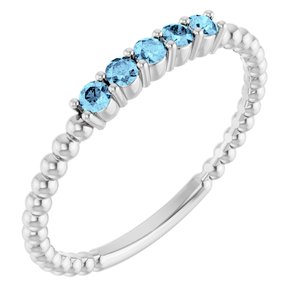 14K White Natural Aquamarine Stackable Ring