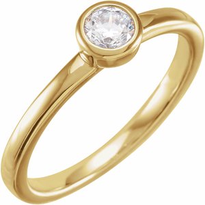 14K Yellow 1/4 CT Lab-Grown Diamond Bezel-Set Ring