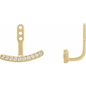 14K Yellow 1/5 CTW Lab-Grown Diamond Curved Bar Earring Jackets