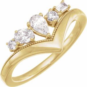 14K Yellow 1/2 CTW Lab-Grown Diamond V Ring