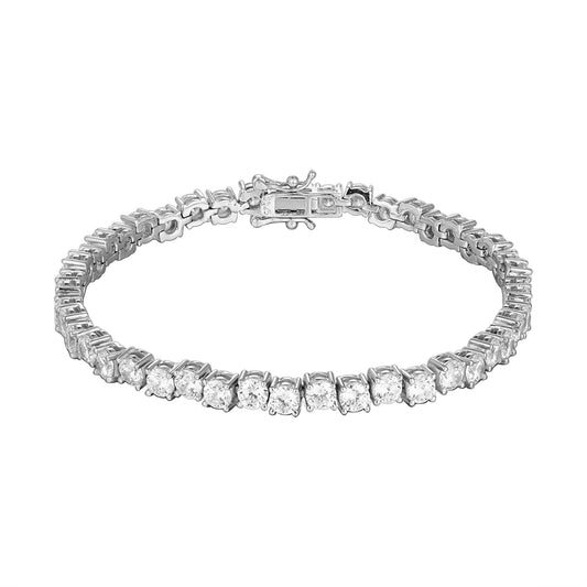 Sterling Silver CZ 4 Prong Tennis 7.5 Inch Womens Bracelet RP