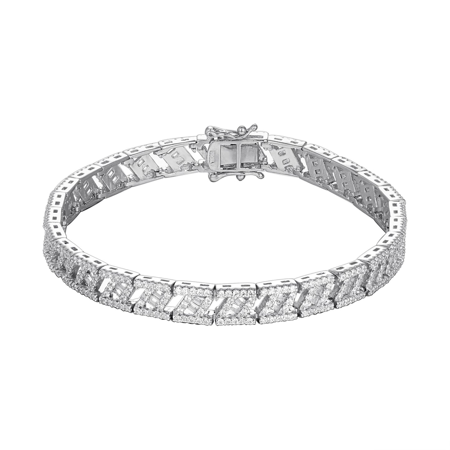 S.Silver CZ Designer 7.5 Inch Womens Bracelet RP