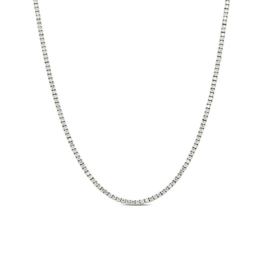 Sterling Silver 3mm CZ Tennis One Row Chain 4 Prong 20 Inch Necklace RP